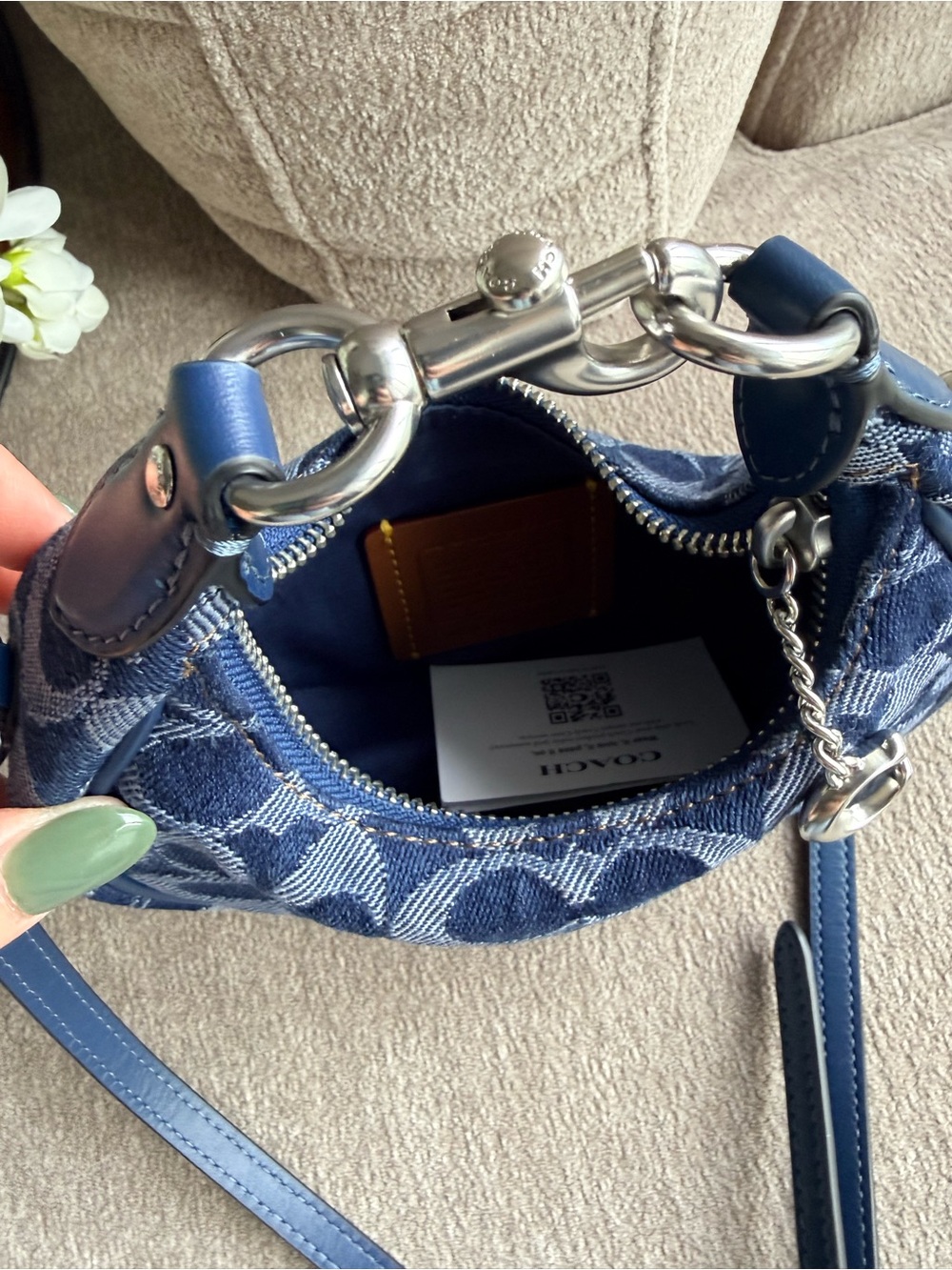Coach Denim Signature Jonie Mini Crescent Shoulder Bag in Blue NWOT - Picture 6 of 7